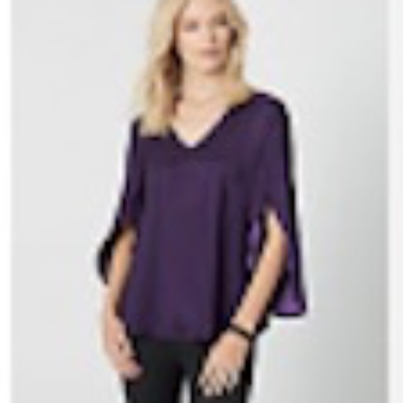 Satin V-Neck Drama Sleve Blouse - Picture 1 of 3